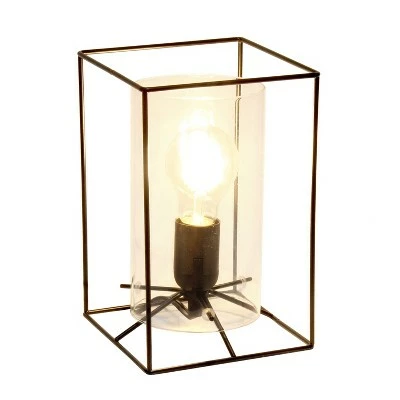 Framed Table Lamp with Cylinder Glass Shade Black - Lalia Home 1 Framed Table Lamp with Cylinder Glass Shade Black - Lalia Home