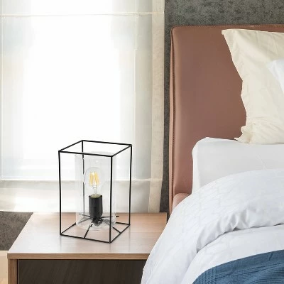 Framed Table Lamp with Cylinder Glass Shade Black - Lalia Home 3 Framed Table Lamp with Cylinder Glass Shade Black - Lalia Home - Image 3