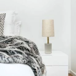 Concrete Table Lamp with Linen Shade Antique Brass - Lalia Home -Desk Lamps sales shop unnamed file 4082