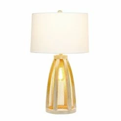 Wood Arch Farmhouse Table Lamp with Fabric Shade Natural - Lalia Home