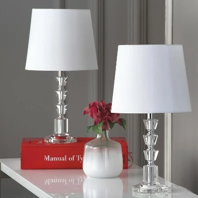 (Set of 2) 16" Harlow Tiered Crystal Lamp Clear (Includes CFL Light Bulb) - Safavieh 1 (Set of 2) 16" Harlow Tiered Crystal Lamp Clear (Includes CFL Light Bulb) - Safavieh