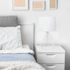 Geometric Wired Table Lamp with Fabric Shade White - Lalia Home -Desk Lamps sales shop unnamed file 4120