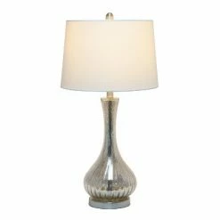 Speckled Mercury Tear Drop Table Lamp with Fabric Shade White - Lalia Home