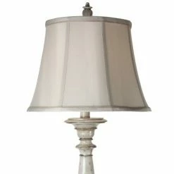 Jane Seymour Yorktown White Table Lamp with Ivory Fabric Shade - StyleCraft