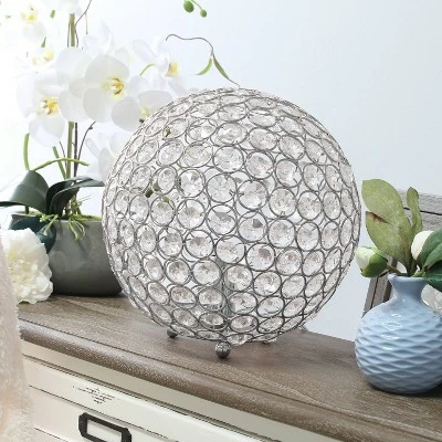 10" Elipse Crystal Ball Sequin Table Lamp Chrome - Elegant Designs 2 10" Elipse Crystal Ball Sequin Table Lamp Chrome - Elegant Designs - Image 2
