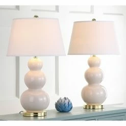 Set of 2 Pamela Triple Gourd Lamp (Includes LED Light Bulb) Light Gray - Safavieh -Desk Lamps sales shop unnamed file 4226