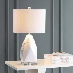JONATHAN Y 25.5" Marble/Crystal/Ceramic Oslo Table Lamp (Includes LED Light Bulb) White - JONATHAN Y