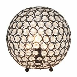 10" Elipse Crystal Ball Sequin Table Lamp Restoration Bronze - Elegant Designs
