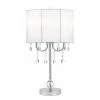 23" Chandelier Table Lamp with Dazzling Clear Beads/Organza Pleated Shade Silver - Cresswell Lighting