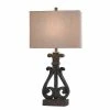 Brampton Open Scroll Design Table Lamp with Rectangle Shade Blue - StyleCraft