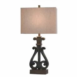 Brampton Open Scroll Design Table Lamp with Rectangle Shade Blue - StyleCraft