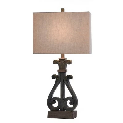 Brampton Open Scroll Design Table Lamp with Rectangle Shade Blue - StyleCraft 1 Brampton Open Scroll Design Table Lamp with Rectangle Shade Blue - StyleCraft