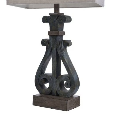 Brampton Open Scroll Design Table Lamp with Rectangle Shade Blue - StyleCraft 2 Brampton Open Scroll Design Table Lamp with Rectangle Shade Blue - StyleCraft - Image 2