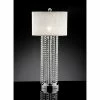 29.75" Antique Metal Table Lamp with Hanging Crystals Silver/White - Ore International