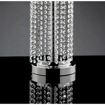 29.75" Antique Metal Table Lamp with Hanging Crystals Silver/White - Ore International 2 29.75" Antique Metal Table Lamp with Hanging Crystals Silver/White - Ore International - Image 2