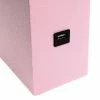 Modern Leather Table Lamp with USB and Fabric Shade Pink - Elegant Designs