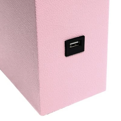 Modern Leather Table Lamp with USB and Fabric Shade Pink - Elegant Designs 1 Modern Leather Table Lamp with USB and Fabric Shade Pink - Elegant Designs