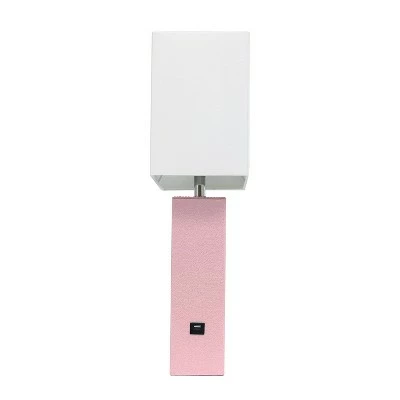Modern Leather Table Lamp with USB and Fabric Shade Pink - Elegant Designs 4 Modern Leather Table Lamp with USB and Fabric Shade Pink - Elegant Designs - Image 4