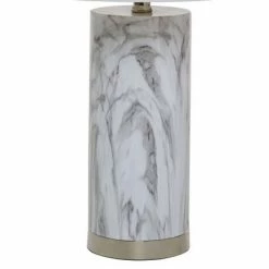 24.5" Pillar Marble Table Lamp with Accents White - Cresswell Lighting