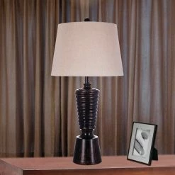 Fangio Lighting Deco Resin Table Lamp - 30.5"H - Antique Bronze