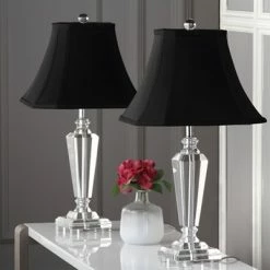 (Set of 2) 24.5" Lilly Crystal Table Lamp Clear (Includes CFL Light Bulb) - Safavieh