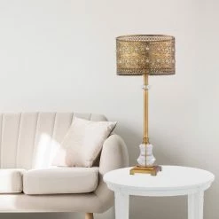 28" 1-Light Bryar Buffet Table Lamp Brass/Crystal - River of Goods -Desk Lamps sales shop unnamed file 4349