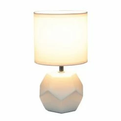 Round Prism Mini Table Lamp with Matching Fabric Shade White - Simple Designs