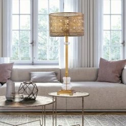 28" 1-Light Bryar Buffet Table Lamp Brass/Crystal - River of Goods -Desk Lamps sales shop unnamed file 4350