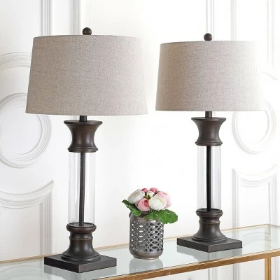 JONATHAN Y 32" (Set of 2) Hunter Metal/Glass Table Lamp (Includes Energy Efficient Light Bulb) - JONATHAN Y Gold 2 JONATHAN Y 32" (Set of 2) Hunter Metal/Glass Table Lamp (Includes Energy Efficient Light Bulb) - JONATHAN Y Gold - Image 2