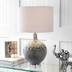 JONATHAN Y 27" Ceramic Andrews Table Lamp (Includes LED Light Bulb) Silver - JONATHAN Y