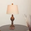 2pk Distressed Sculpted Column Resin Table Lamps Brown - Fangio Lighting