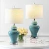 JONATHAN Y 22" LED Ceramic and Iron Qin Classic Cottage Table Lamp - JONATHAN Y Green