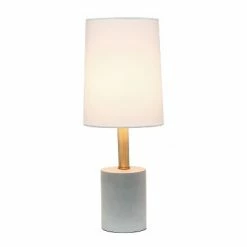 Concrete Table Lamp with Linen Shade White - Lalia Home
