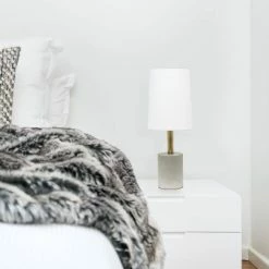 Concrete Table Lamp with Linen Shade White - Lalia Home -Desk Lamps sales shop unnamed file 4398