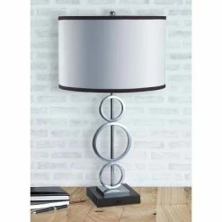 29" Retro Metal Table Lamp with Base Switch Silver - Ore International