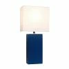 21" Monaco Avenue Modern Leather Table Lamp Blue - Elegant Designs
