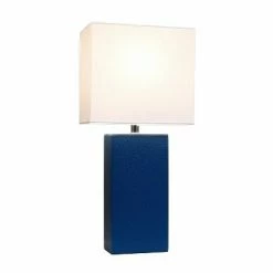 21" Monaco Avenue Modern Leather Table Lamp Blue - Elegant Designs