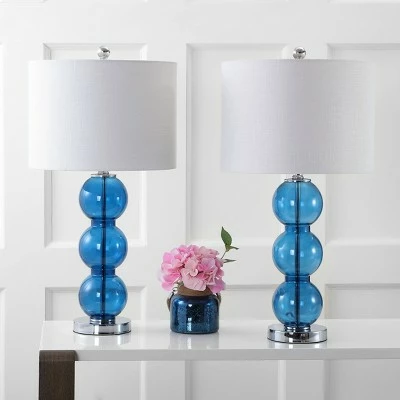 JONATHAN Y 27" (Set of 2) Bella Glass Triple-Sphere Table Lamp (Includes LED Light Bulb) Cobalt - JONATHAN Y 2 JONATHAN Y 27" (Set of 2) Bella Glass Triple-Sphere Table Lamp (Includes LED Light Bulb) Cobalt - JONATHAN Y - Image 2
