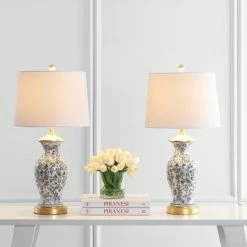 Set of 2 Kaeden Table Lamp (Includes LED Light Bulb) Black/White - Safavieh -Desk Lamps sales shop unnamed file 4478