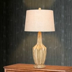 2pk Fluted Genie Bottle Resin Table Lamps Buff Beige - Fangio Lighting