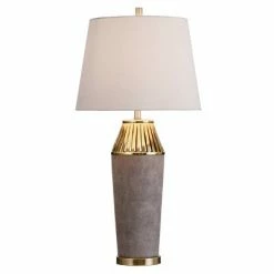 Ceramic Column with Slotted Top Table Lamp Gray - StyleCraft