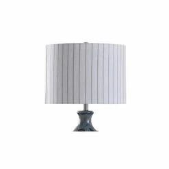 Bampton Embossed Shell Starfish Table Lamp with Rope Detail Drum Shade Blue - StyleCraft