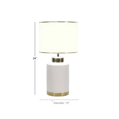 15" x 24" Large Contemporary Style Round Ceramic Table Lamp with Metallic Trim White/Gold - CosmoLiving by Cosmopolitan 2 15" x 24" Large Contemporary Style Round Ceramic Table Lamp with Metallic Trim White/Gold - CosmoLiving by Cosmopolitan - Image 2