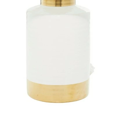 15" x 24" Large Contemporary Style Round Ceramic Table Lamp with Metallic Trim White/Gold - CosmoLiving by Cosmopolitan 5 15" x 24" Large Contemporary Style Round Ceramic Table Lamp with Metallic Trim White/Gold - CosmoLiving by Cosmopolitan - Image 5