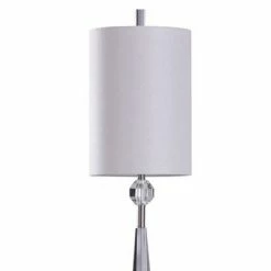 Faceted Crystal Table Lamp with Orb Detail Cylinder Shade Clear - StyleCraft