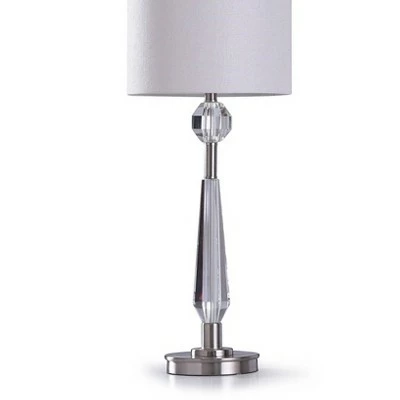 Faceted Crystal Table Lamp with Orb Detail Cylinder Shade Clear - StyleCraft 2 Faceted Crystal Table Lamp with Orb Detail Cylinder Shade Clear - StyleCraft - Image 2