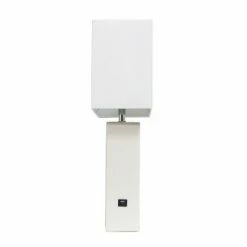 Leather Table Lamp with Fabric Shade White - Elegant Designs -Desk Lamps sales shop unnamed file 4614