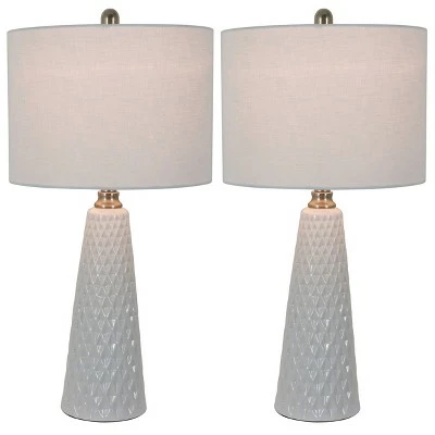 26" Set of Two Jameson Textured Ceramic Table Lamp White - Decor Therapy 1 26" Set of Two Jameson Textured Ceramic Table Lamp White - Decor Therapy