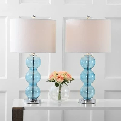 JONATHAN Y (Set Of 2) 27" Bella Glass Triple Sphere Table Lamp Sky Blue (Includes LED Light Bulb) - JONATHAN Y 1 JONATHAN Y (Set Of 2) 27" Bella Glass Triple Sphere Table Lamp Sky Blue (Includes LED Light Bulb) - JONATHAN Y