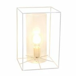 Large Framed Table Lamp with Cylinder Glass Shade White - Lalia Home